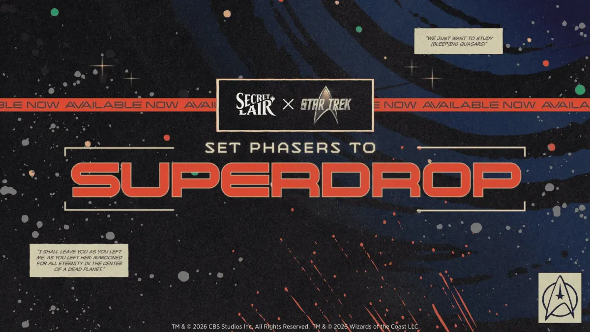 Arte promocional del Secret Lair Set Phasers to Superdrop de Star Trek